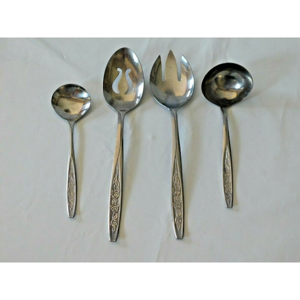 Customcraft Floral 4 Pc Serving Hostess Set